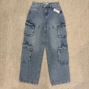 NWT GARAGE CARGO Wide Leg Blue Jeans with pockets